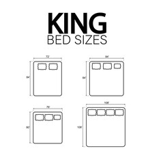Bed Sizes and Mattress Dimensions . Pictograms depict icons of bed sizes. Vector