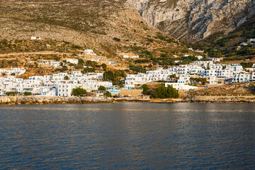 Aegiali village on Amorgos Island. Cyclades, Greece