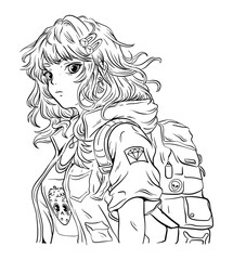 Drawn anime coloring pages illustration