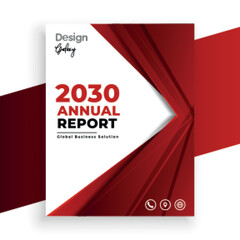 geometric red annual report business brochure template design