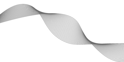 Fototapeta premium Abstract background with waves for banner. Web banner size. Vector background with lines. Element for design isolated on white. Black