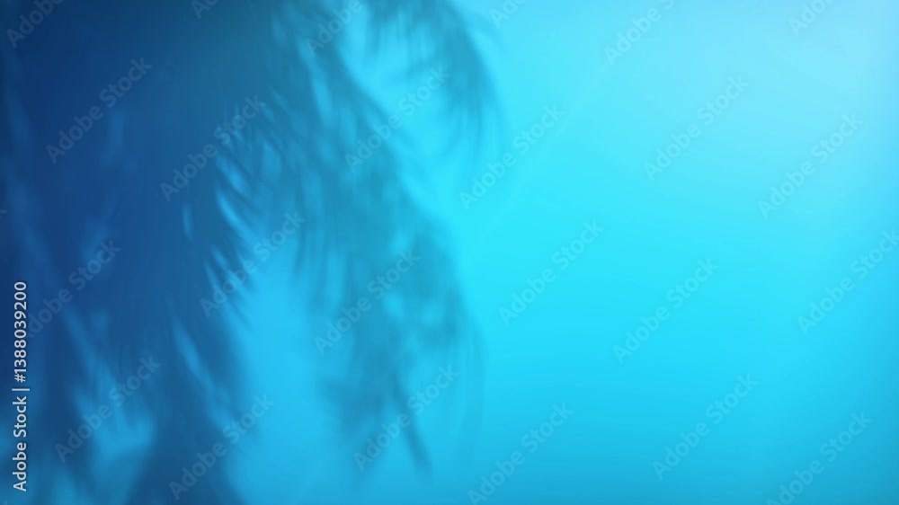 Wall mural 3d animation - shadow of palm leaves moving in the wind in a loop on an empty wall