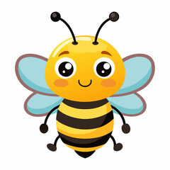 bee, cartoon, cute, vector, svg, insect, wings, yellow, black, smile, character, bug, adorable, flat, illustration, graphic, simple, clean, design, white, honey, animal, fly, happy, flying, funny, was