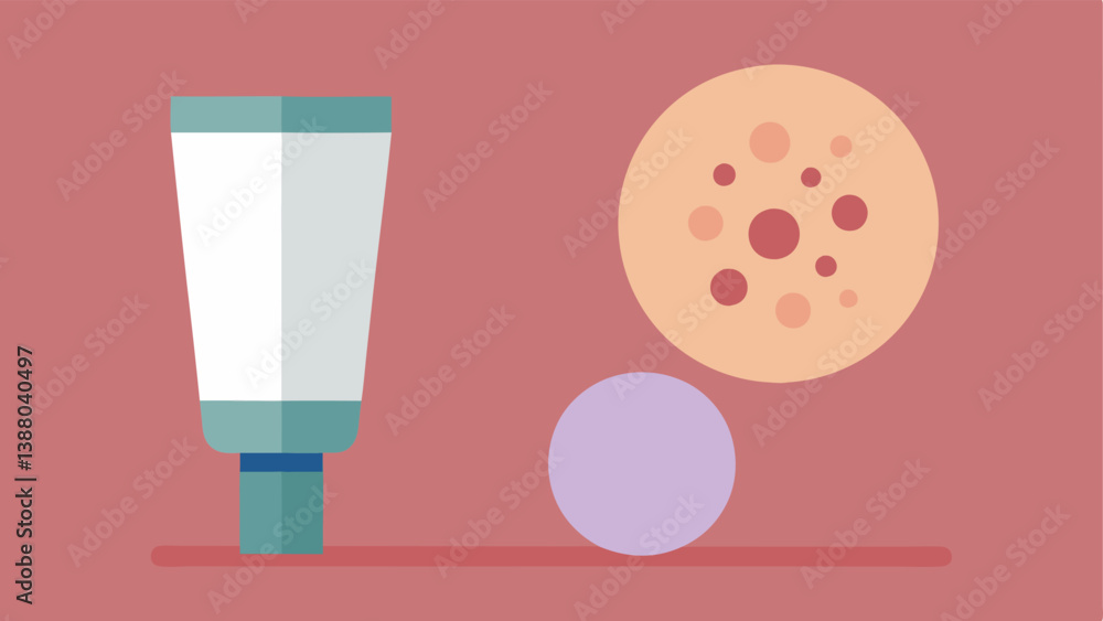Poster microscopic particles visualization show a splitview illustration of a bb cream tube with an enlarge