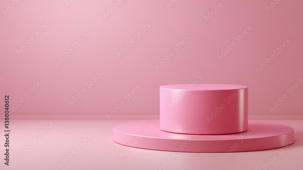 Poster pink product display or showcase pedestal on simple background with cylinder stand concept. pink stu