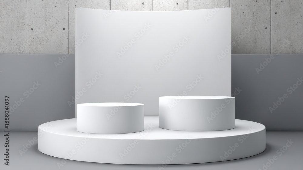 Poster podium 3d stand white group stage background of minimal geometric product platform step pedestal dis