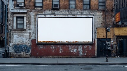 Empty billboard on a city sidewalk, billboard mockup, ready for outdoor advertising