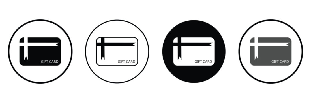 Gift card vector icon set. Loyalty bonus reward voucher symbol. Cash back gift card sign in black and white color. Vector Illustration  .EPS 10 .