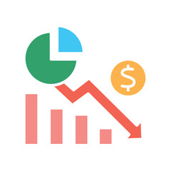 Recession color flat icon for digital and print projects.