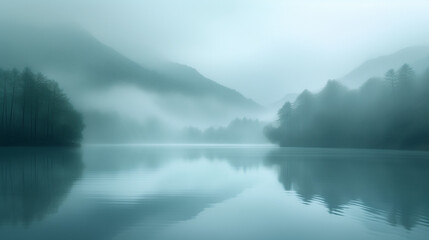 Fototapeta premium Misty Mountain Memorial Background | Celebration of Life Slide | Funeral Presentation Template | Grief and Loss Visual