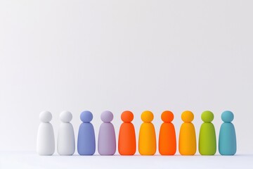 Diverse Group of Colorful People Icons Representing Inclusion and Collaboration in an Office Environment