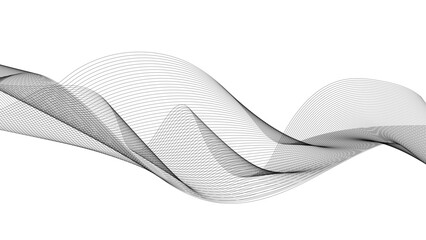 Abstract black lines wave curve motion on white background. Thin wavy line abstract background. Wavy line horizontal divider outline minimalist background. Vector Illustration.
