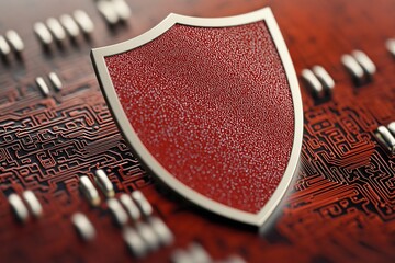 Secure Online Payment Shield Icon Representing Credit Card Transactions with Modern Technology Elements