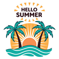 Fototapeta premium Summer vibes vector illustration. 