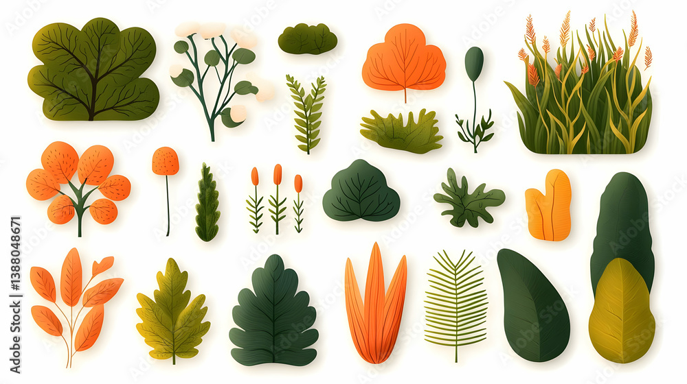 Poster nature-inspired ui kit with light mode app design elements