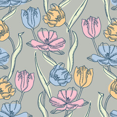 Tulips Seamless Pattern