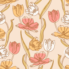 Tulips Seamless Pattern