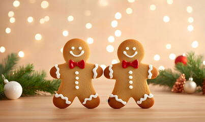 Naklejka premium Decorated Gingerbread Men with Icing for Holiday Celebrations