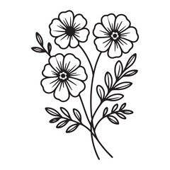 Black and white rose flower coloring page. Hand-drawn flowers patterns.