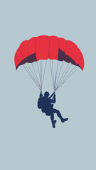 Minimalist Vector of Parachute Jumping Soldier in Airborne Action Silhouette SVG Art
