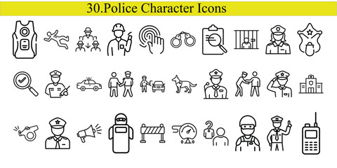  Police Character Icons bundle design.