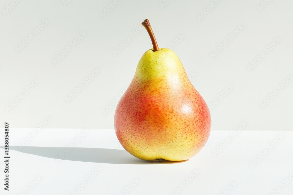 Aufkleber single pear set on pristine white background with gentle shadows that highlight its natural curves i