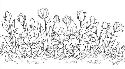 Black and white flower border illustration