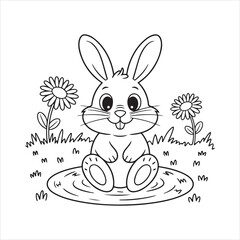 Coloring page outline of cartoon Rabbit Illustrations for Coloring and Design  Vector illustration, coloring book for kids