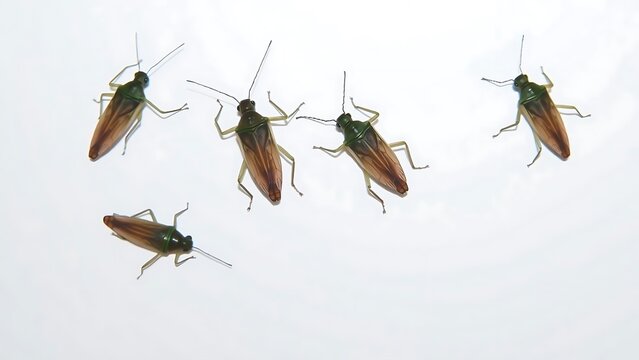 Shield-Backed Katydids  on White