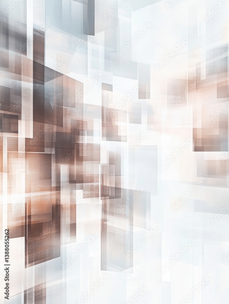 Aufkleber Abstract digital background featuring structured pixel-like forms in soft neutral shades with a modern and futuristic design aesthetic