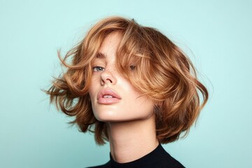 Fototapeta premium capture stylish and modern haircut showcasing its unique texture and shape using natural lighting while leaving ample