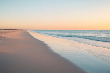 capture serene sunset over remote beach in australia highlighting untouched sand and calm waves