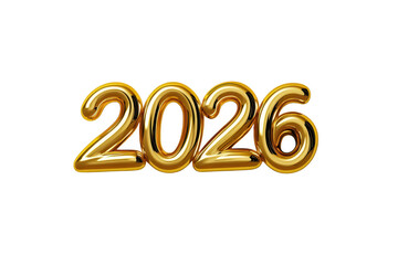 Golden 2026 inscription celebrating new year on transparent background