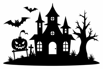 halloween home silhouette black vector