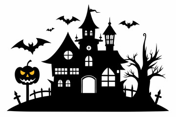 halloween home silhouette black vector