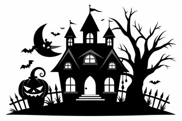 halloween home silhouette black vector