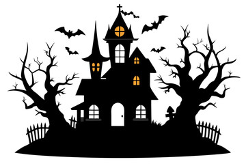 halloween home silhouette black vector