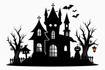 halloween home silhouette black vector