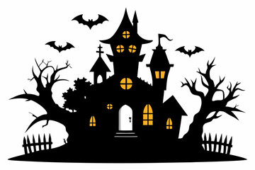 halloween home silhouette black vector