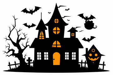 halloween home silhouette black vector