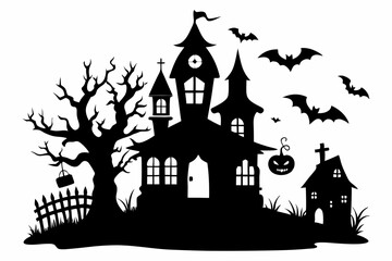 halloween home silhouette black vector