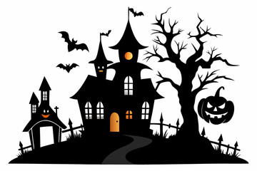 halloween home silhouette black vector