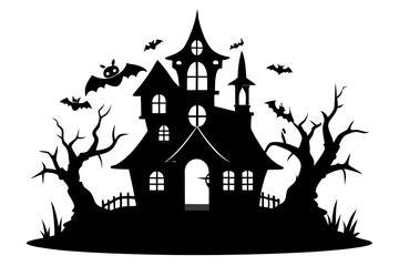 halloween home silhouette black vector