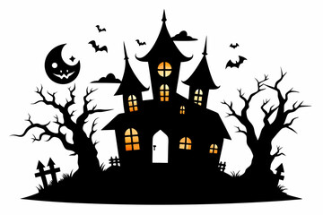 halloween home silhouette black vector