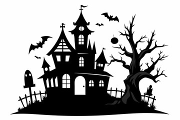 halloween home silhouette black vector