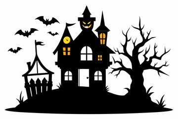 halloween home silhouette black vector