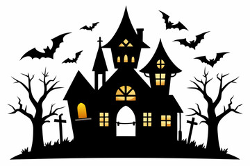halloween home silhouette black vector