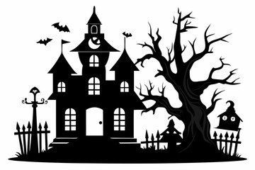 halloween home silhouette black vector