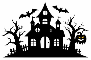 halloween home silhouette black vector