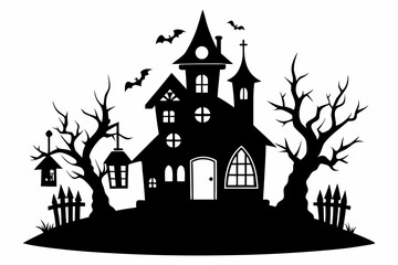 halloween home silhouette black vector